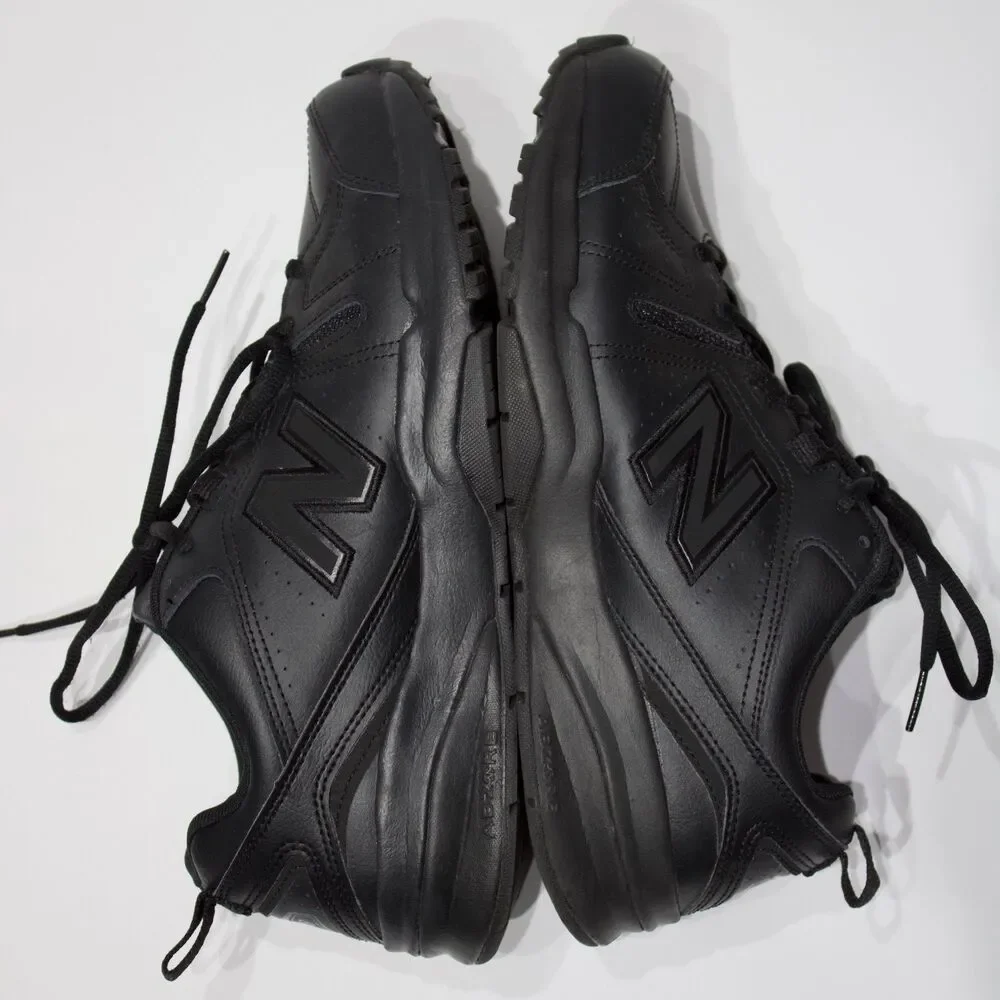New Balance 608 Slip Resistant Walking Work Shoes Black Leather Men 9.5EE X-Wide